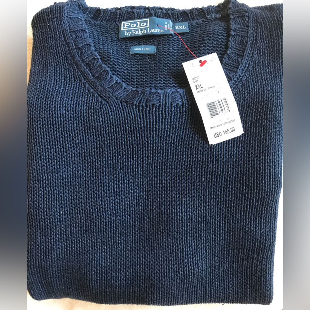 CUSTOM-Polo by Ralph Lauren Hampton Indigo Navy Linen Sweater -special order
